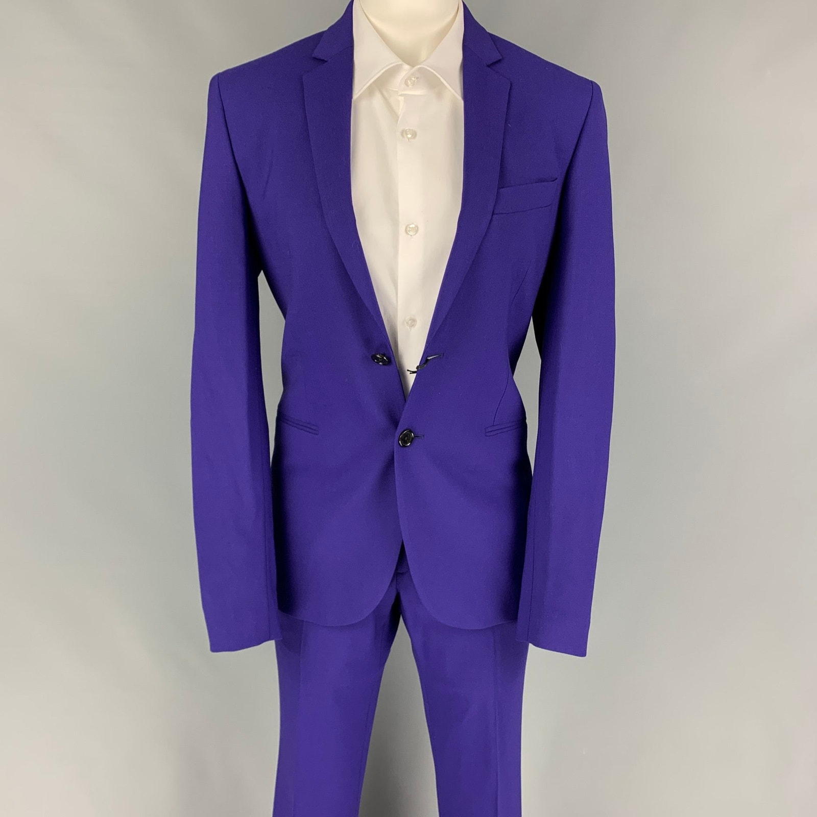 Ps By Paul Smith Size 36 Purple Wool Notch Lapel Suit